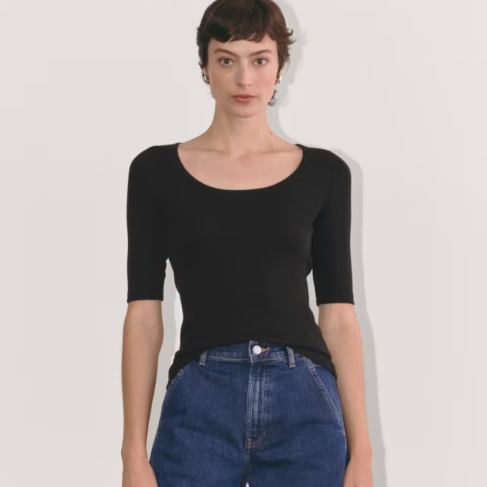 everlane pima micro rib scoop neck tee